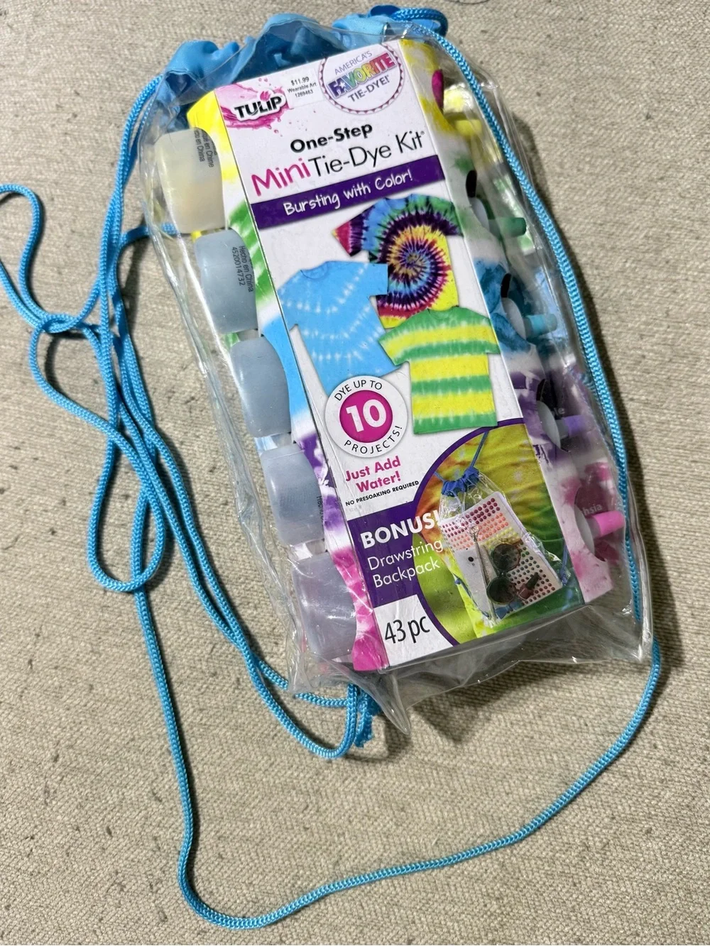 Tulip One-Step Mini Tie-Dye Kit – Blue Accent Drawstring Backpack